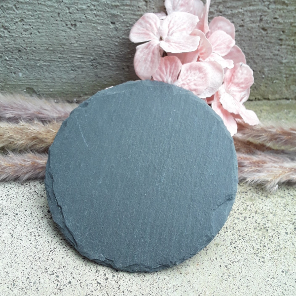 Kerzenteller aus Schiefer Schieferteller Schieferplatte rund Kerzen Untersetzer 12 cm